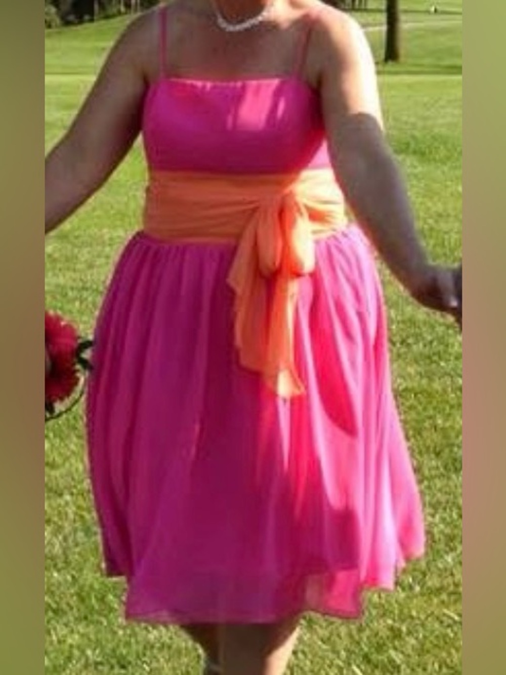 Pink Dress with Orange Sash - Picture 1 of 4